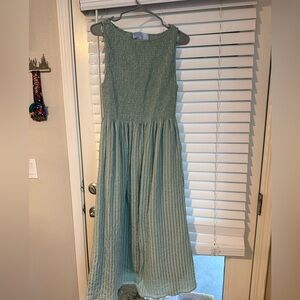 Hill House Green Pleated Midi Dress Square Neck Sleeveless